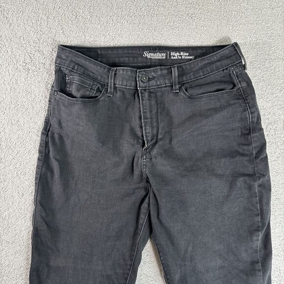 Levi’s Signature High Rise Skinny Ankle Jeans Womens Size 14 32x25 Black Stretch - Picture 2 of 11